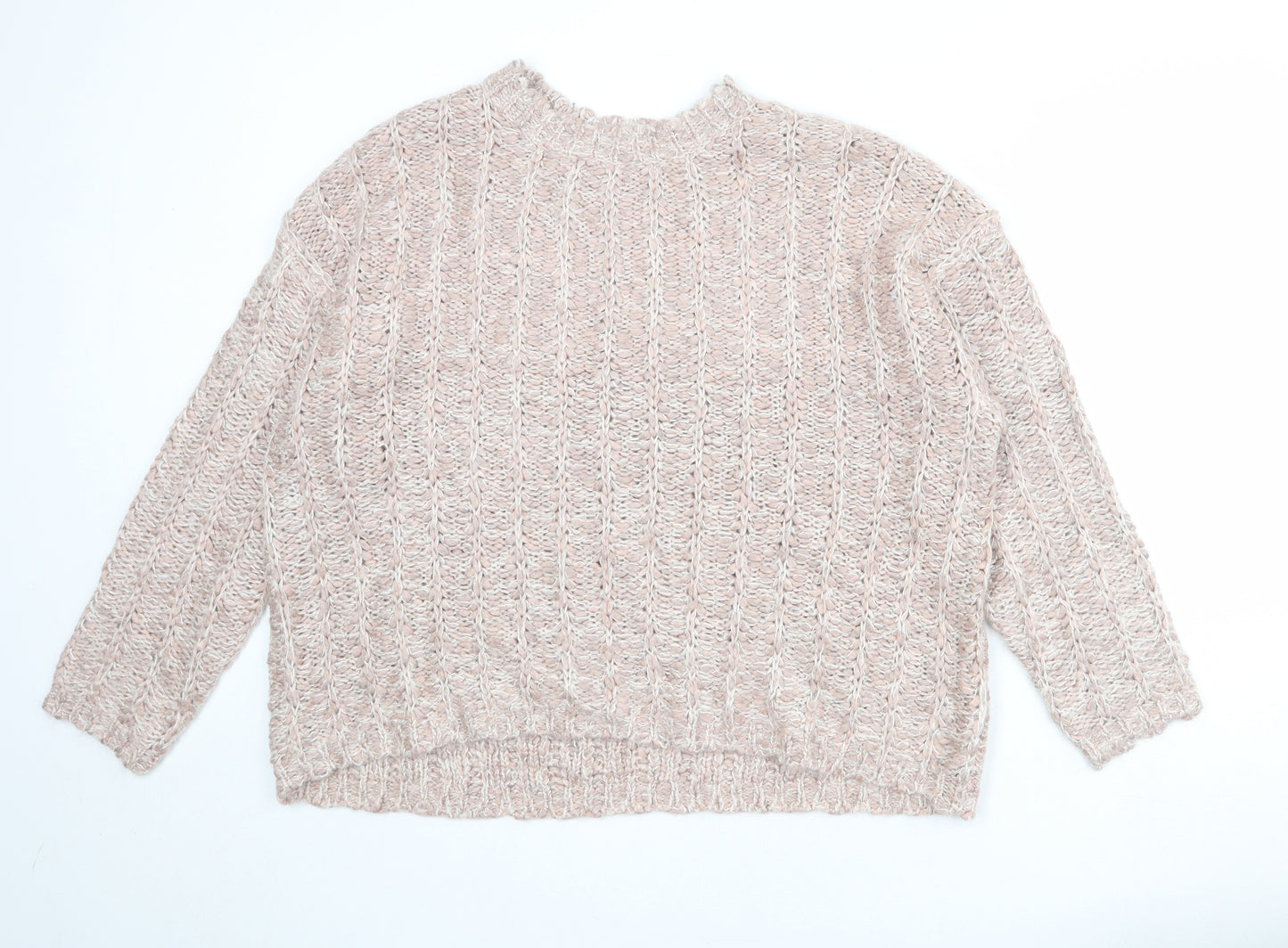 Per Una Womens Pink Crew Neck Acrylic Pullover Jumper Size 22