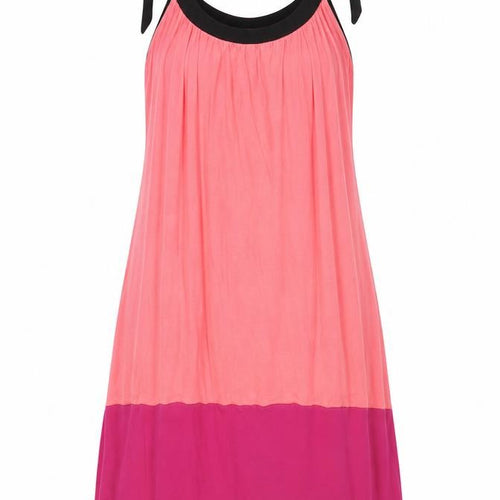 Gap Womens Pink Colourblock Viscose Slip Dress Size S Scoop Neck Tie - Tie Shoulder Detail