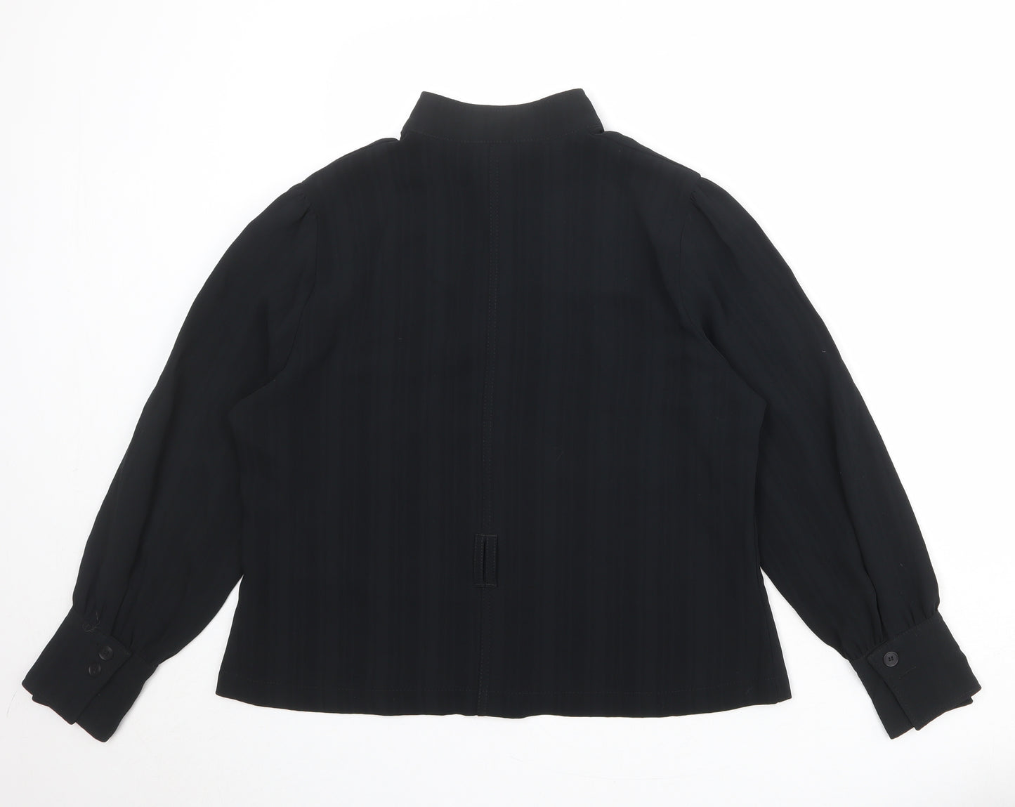 Marks and Spencer Womens Black Polyester Basic Blouse Size 16 Collared