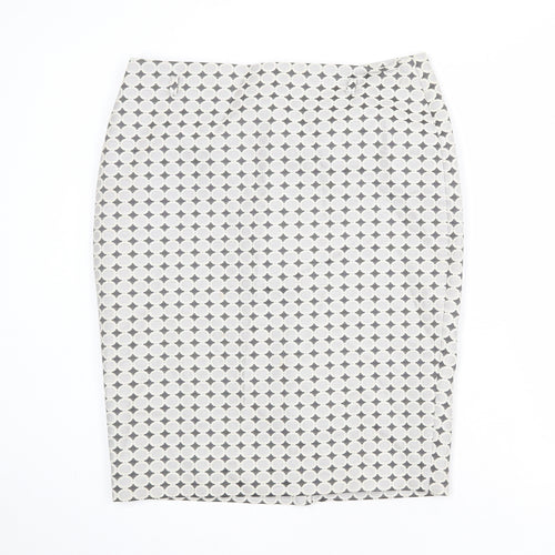 Marks and Spencer Womens Multicoloured Geometric Polyester Straight & Pencil Skirt Size 14 Zip
