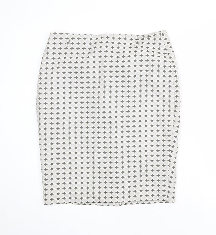 Marks and Spencer Womens Multicoloured Geometric Polyester Straight & Pencil Skirt Size 14 Zip