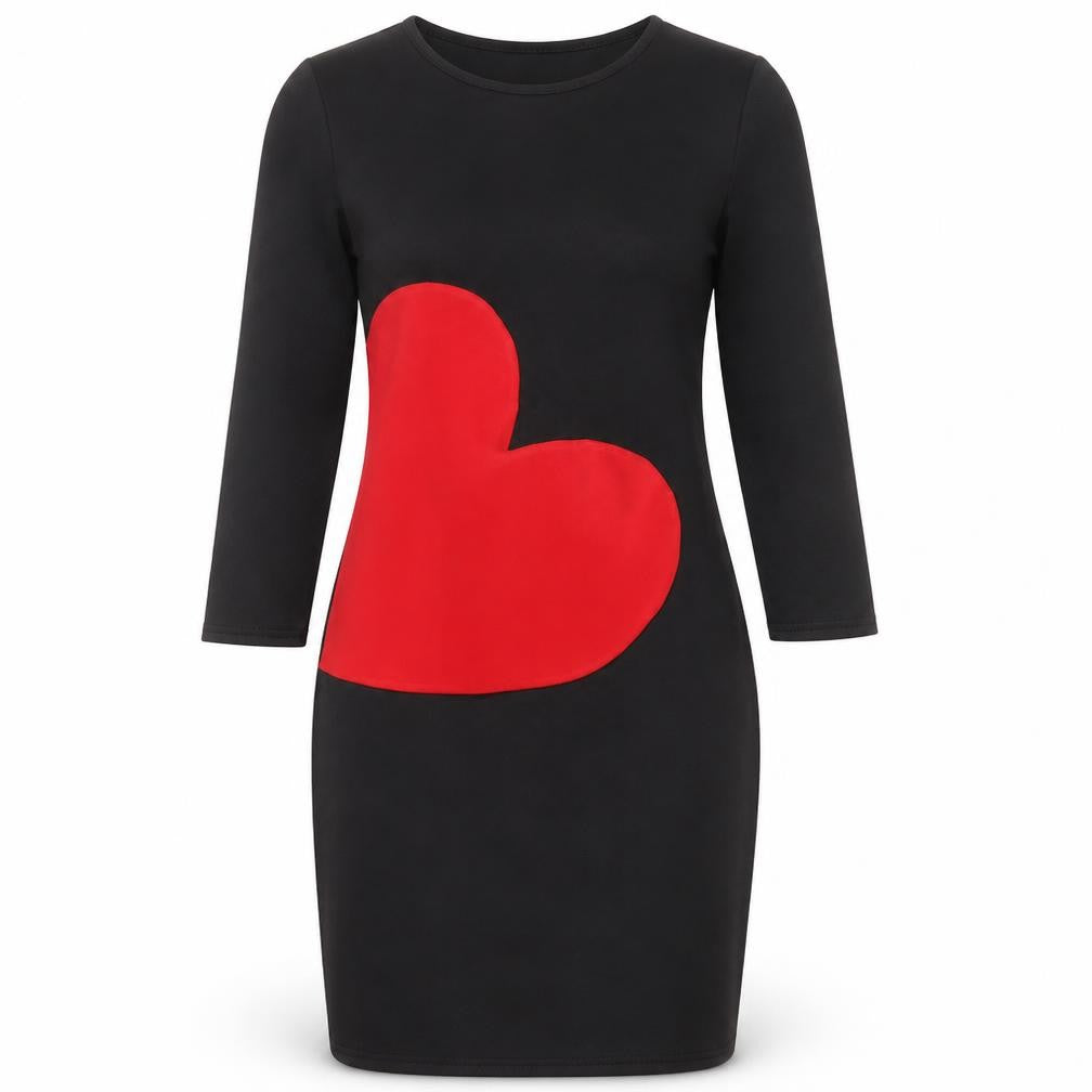Boohoo Womens Black Polyester Pencil Dress Size 8 Boat Neck Pullover - Heart