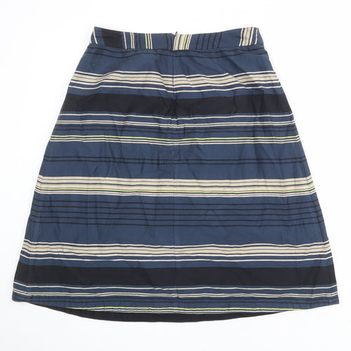 Monsoon Womens Multicoloured Striped Cotton A-Line Skirt Size 12 Zip