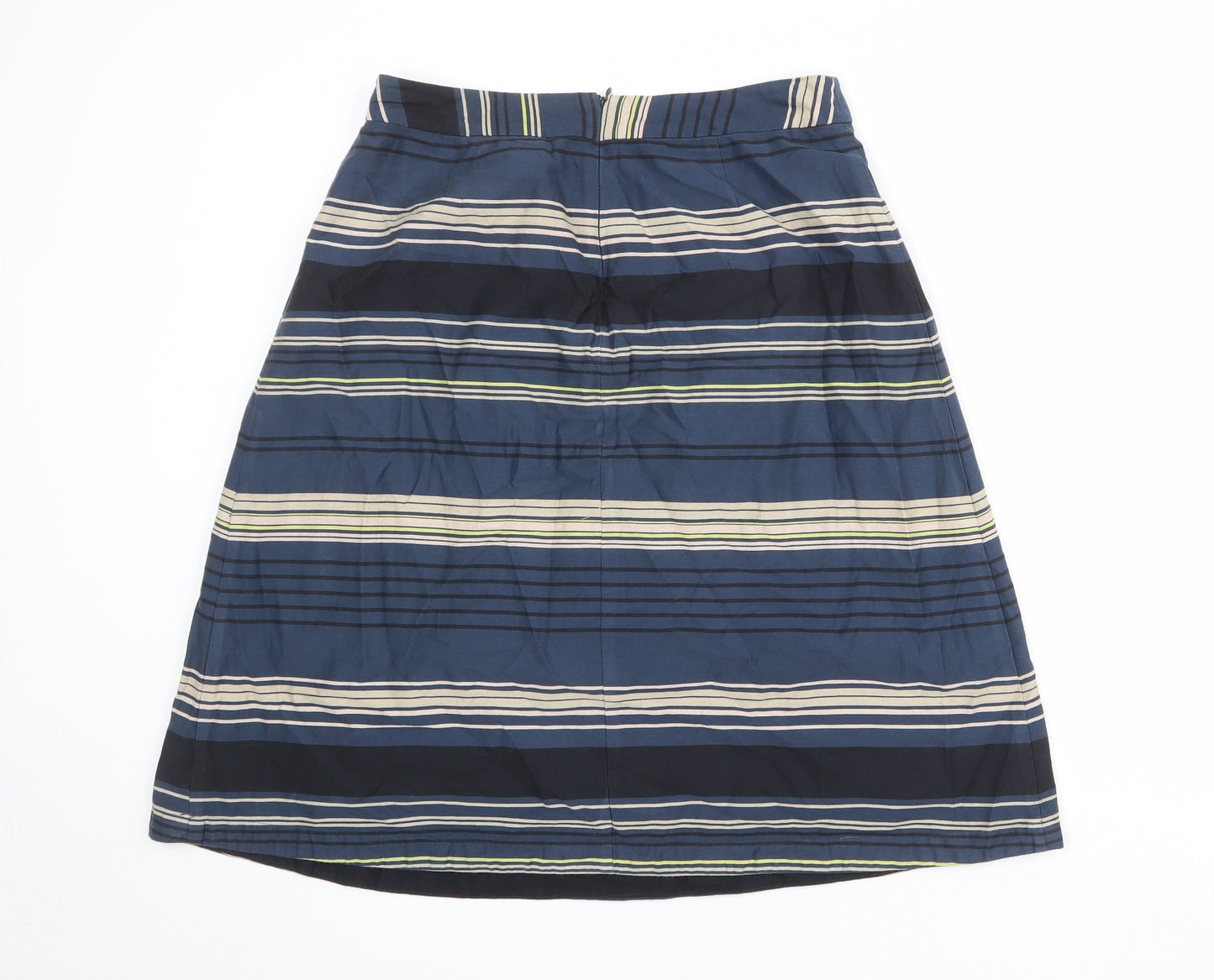 Monsoon Womens Multicoloured Striped Cotton A-Line Skirt Size 12 Zip