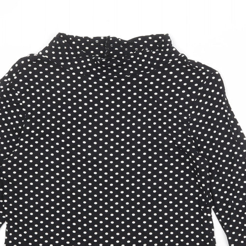 Red Herring Womens Black Polka Dot Viscose Basic Blouse Size 12 Mock Neck