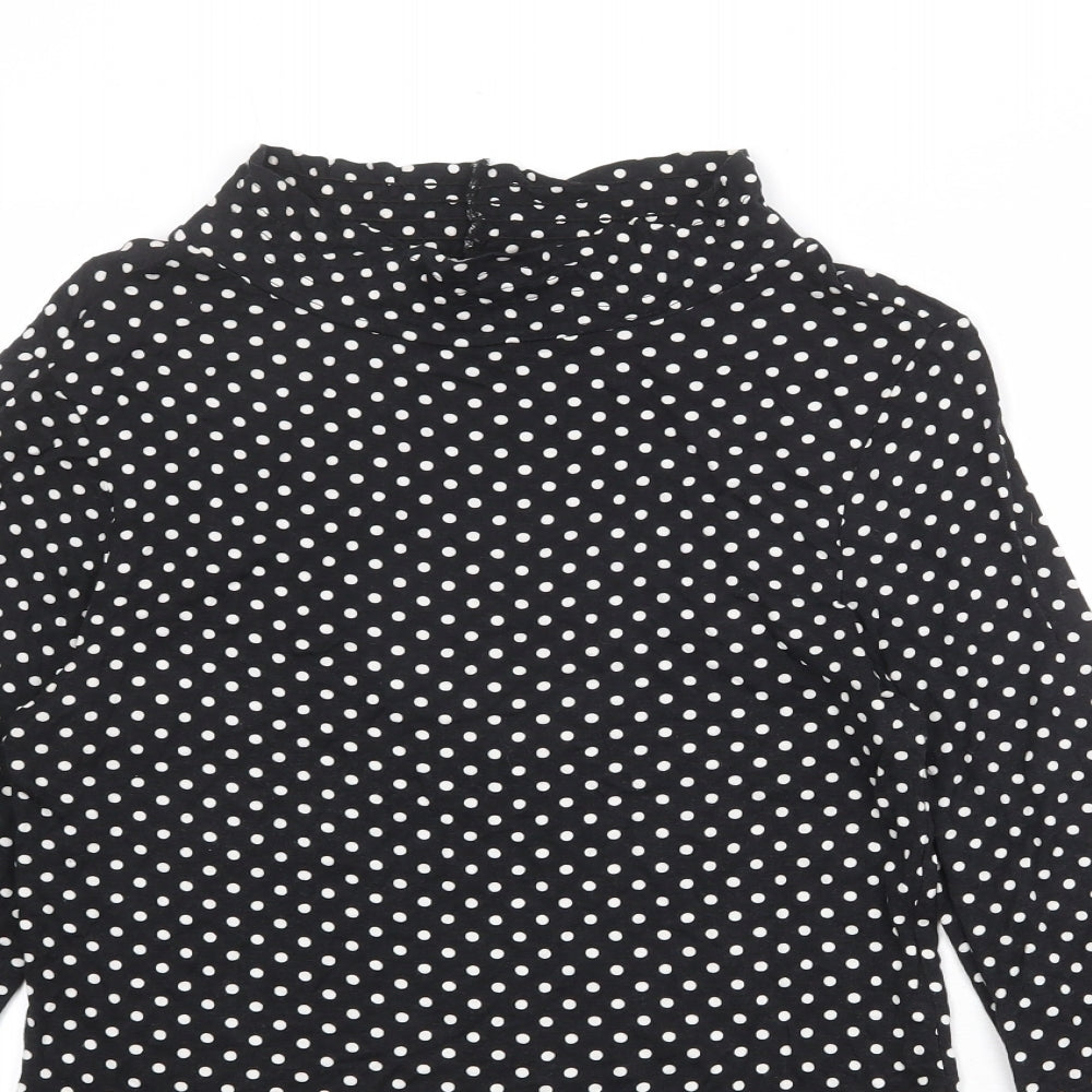 Red Herring Womens Black Polka Dot Viscose Basic Blouse Size 12 Mock Neck
