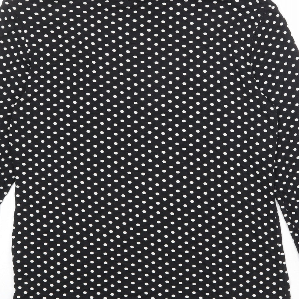 Red Herring Womens Black Polka Dot Viscose Basic Blouse Size 12 Mock Neck