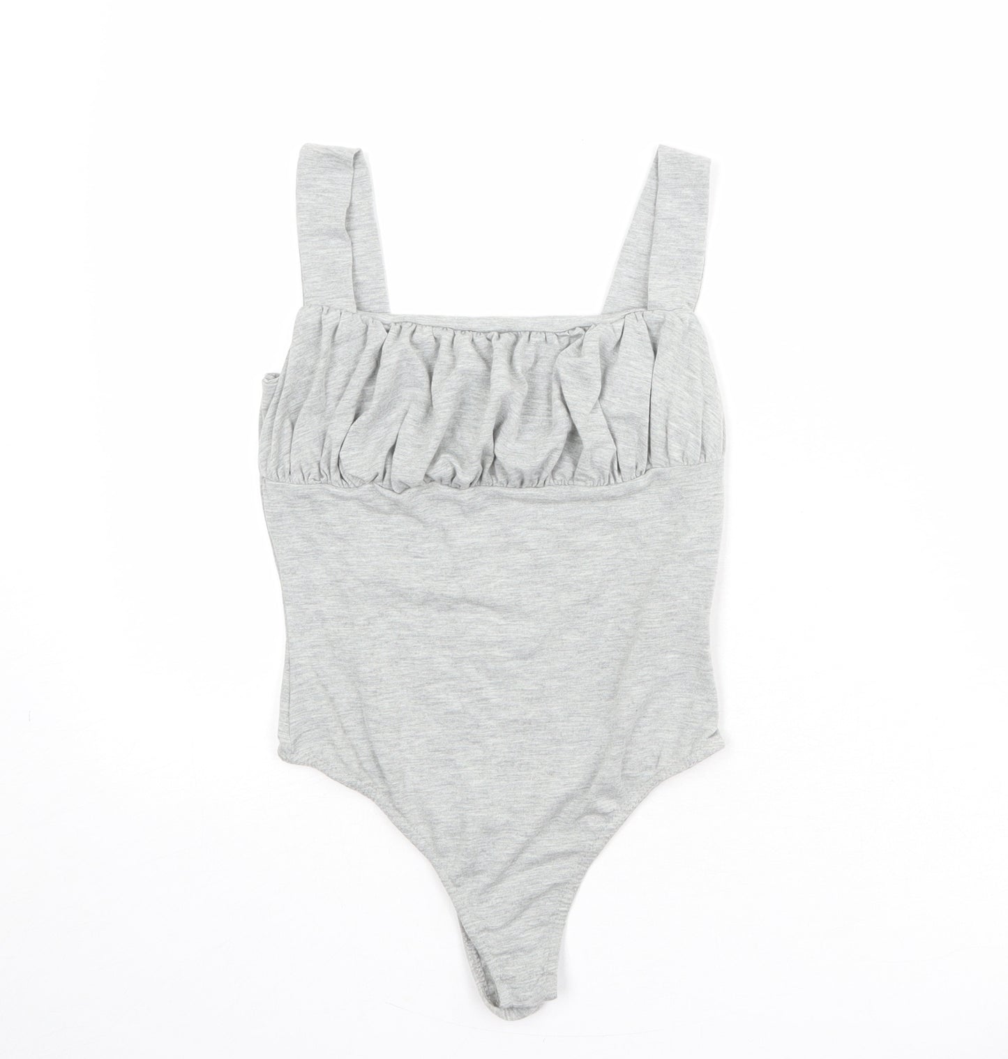 Missguided Womens Grey Viscose Bodysuit One-Piece Size 12 Snap