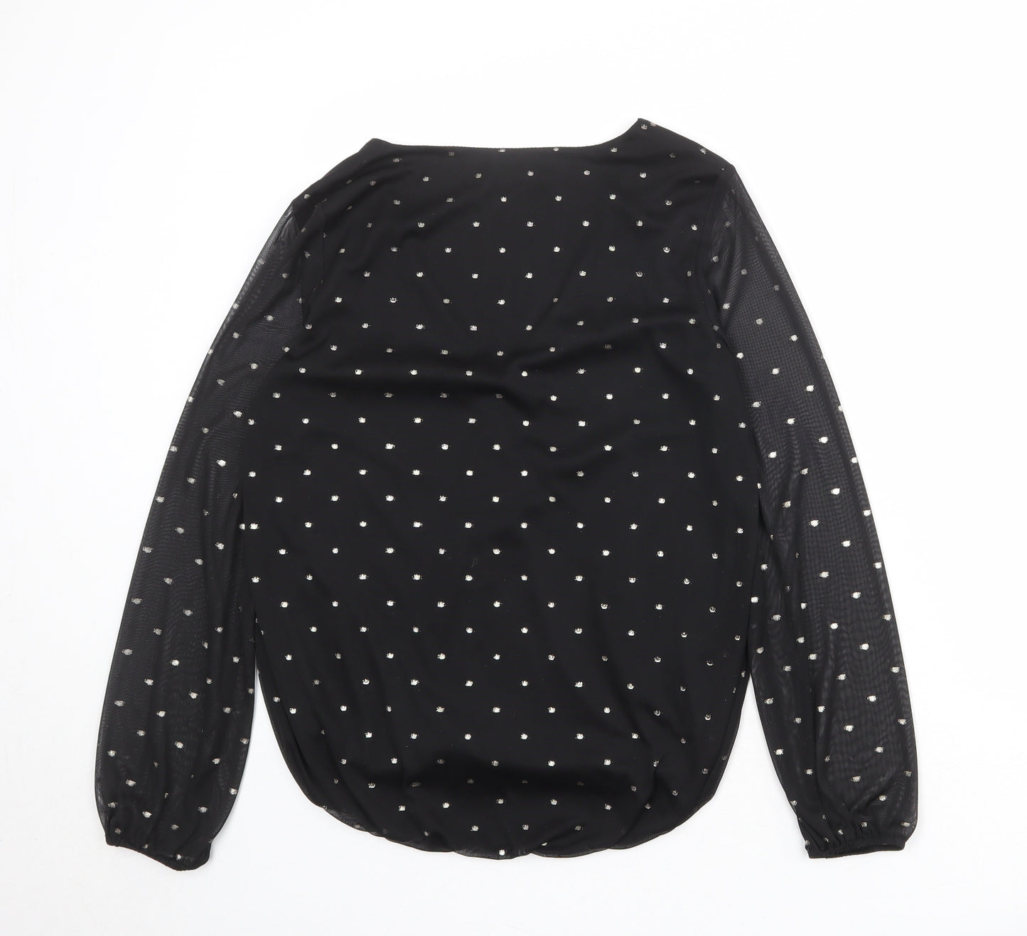Oasis Womens Black Polka Dot Polyester Basic Blouse Size S V-Neck
