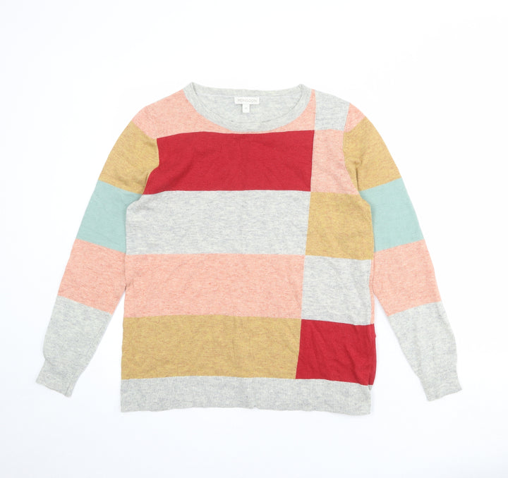 Monsoon Womens Multicoloured Round Neck Geometric Nylon Pullover Jumper Size M