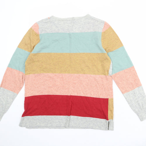 Monsoon Womens Multicoloured Round Neck Geometric Nylon Pullover Jumper Size M