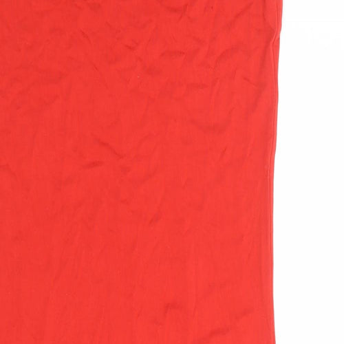 Topshop Womens Red Viscose Bodycon Size 10 Boat Neck Pullover