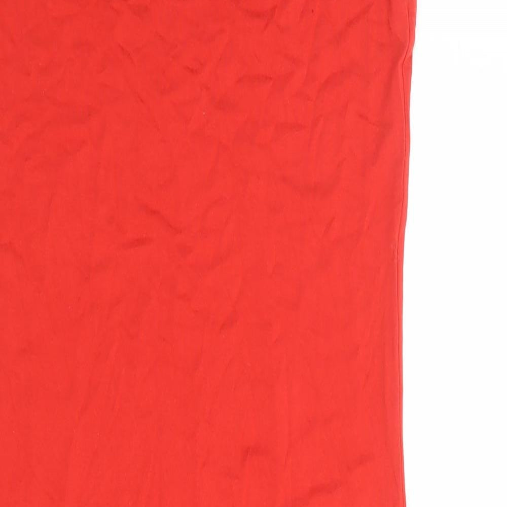 Topshop Womens Red Viscose Bodycon Size 10 Boat Neck Pullover