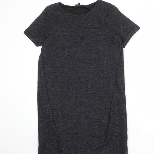 Warehouse Womens Grey Polyester T-Shirt Dress Size 8 Boat Neck Pullover