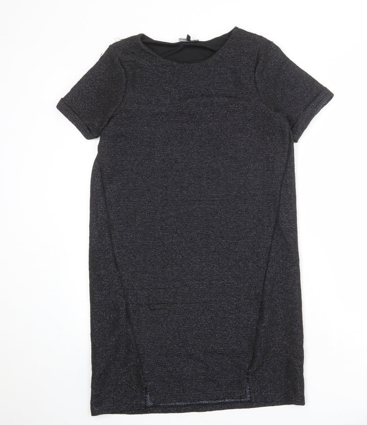 Warehouse Womens Grey Polyester T-Shirt Dress Size 8 Boat Neck Pullover