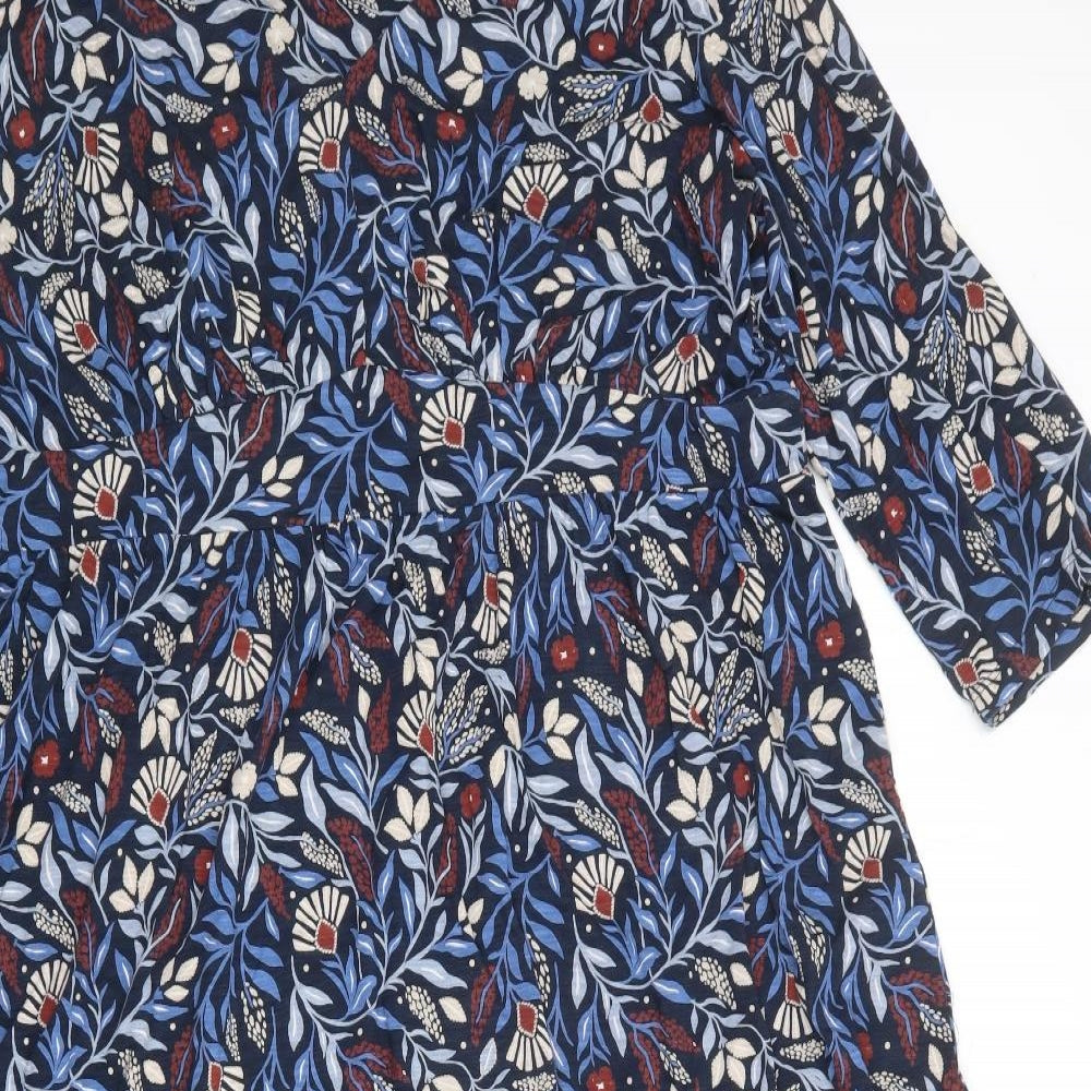 Seasalt Womens Blue Geometric 100% Cotton Maxi Size 20 V-Neck Pullover