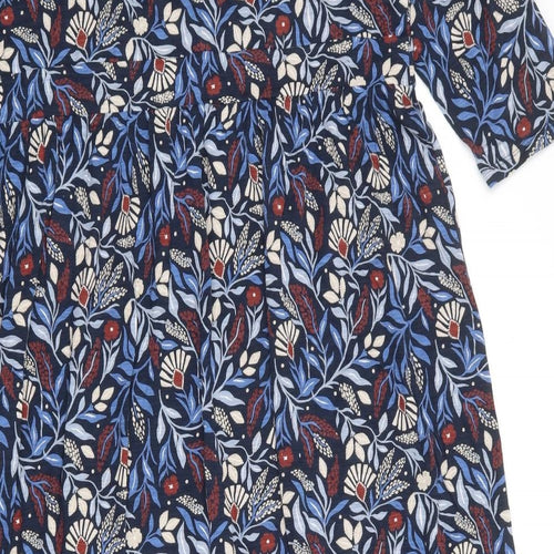 Seasalt Womens Blue Geometric 100% Cotton Maxi Size 20 V-Neck Pullover