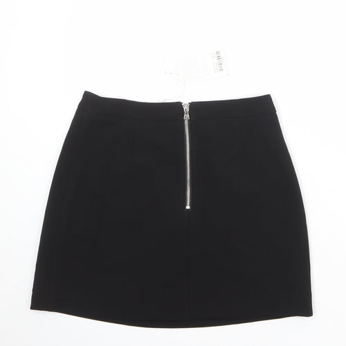Forever Unique Womens Black Polyester A-Line Skirt Size 10 Zip