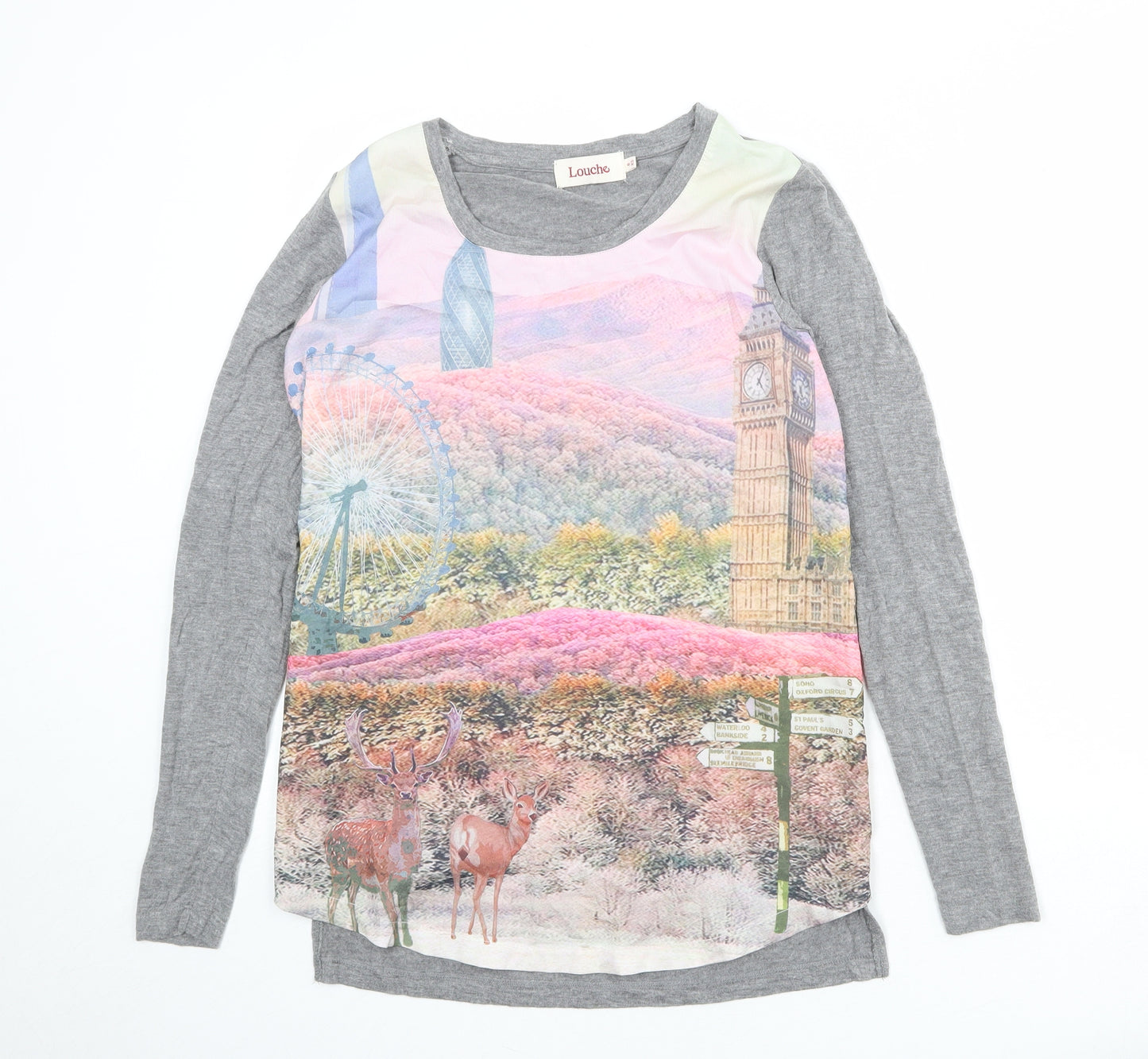 Louche Womens Multicoloured Polyester Basic Blouse Size 8 Round Neck - London View