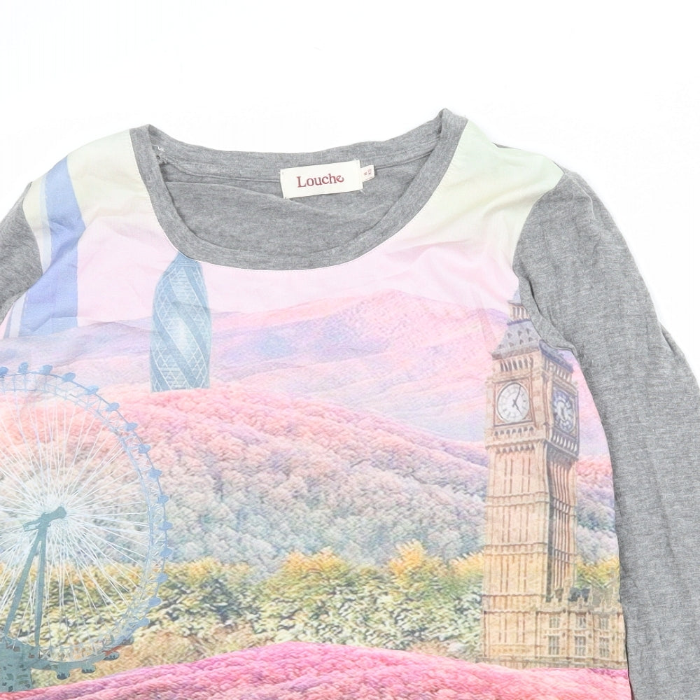 Louche Womens Multicoloured Polyester Basic Blouse Size 8 Round Neck - London View