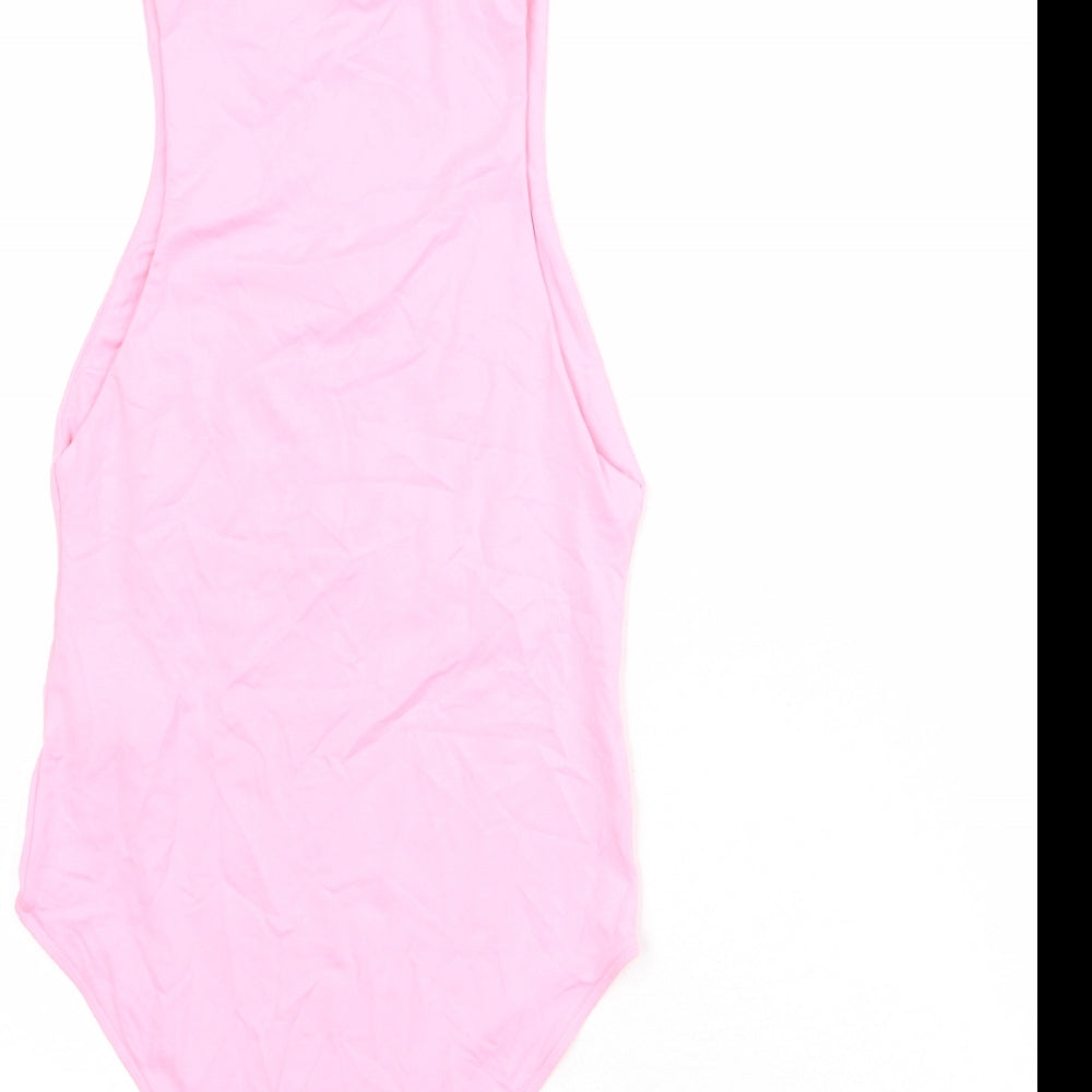 Zara Womens Pink Polyamide Bodysuit One-Piece Size S Snap