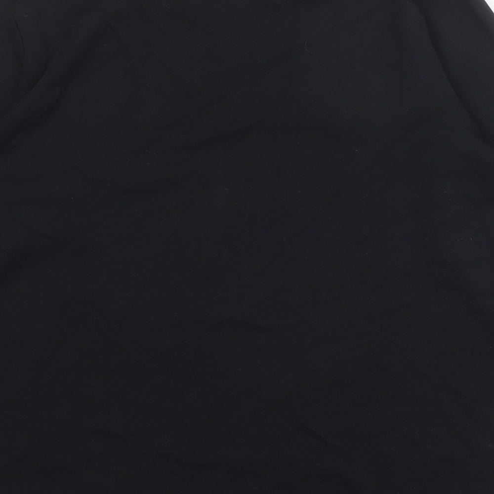 Marks and Spencer Womens Black 100% Cotton Basic Blouse Size 16 Round Neck