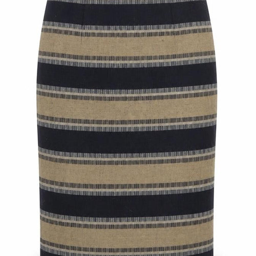 Marks and Spencer Womens Brown Striped Polyester Straight & Pencil Skirt Size 8 Zip