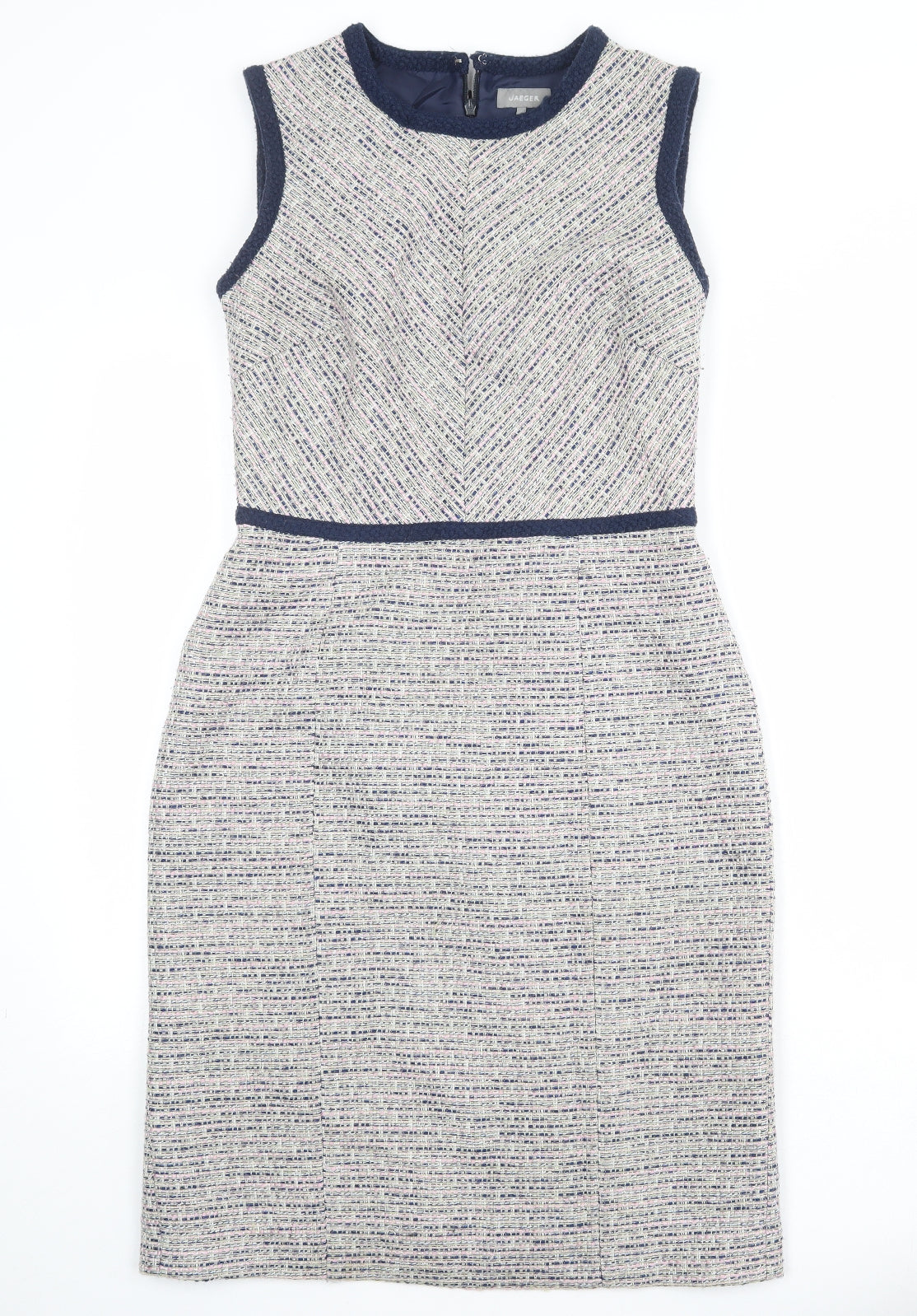 Jaeger Womens Multicoloured Polyester Shift Size 10 Round Neck Zip