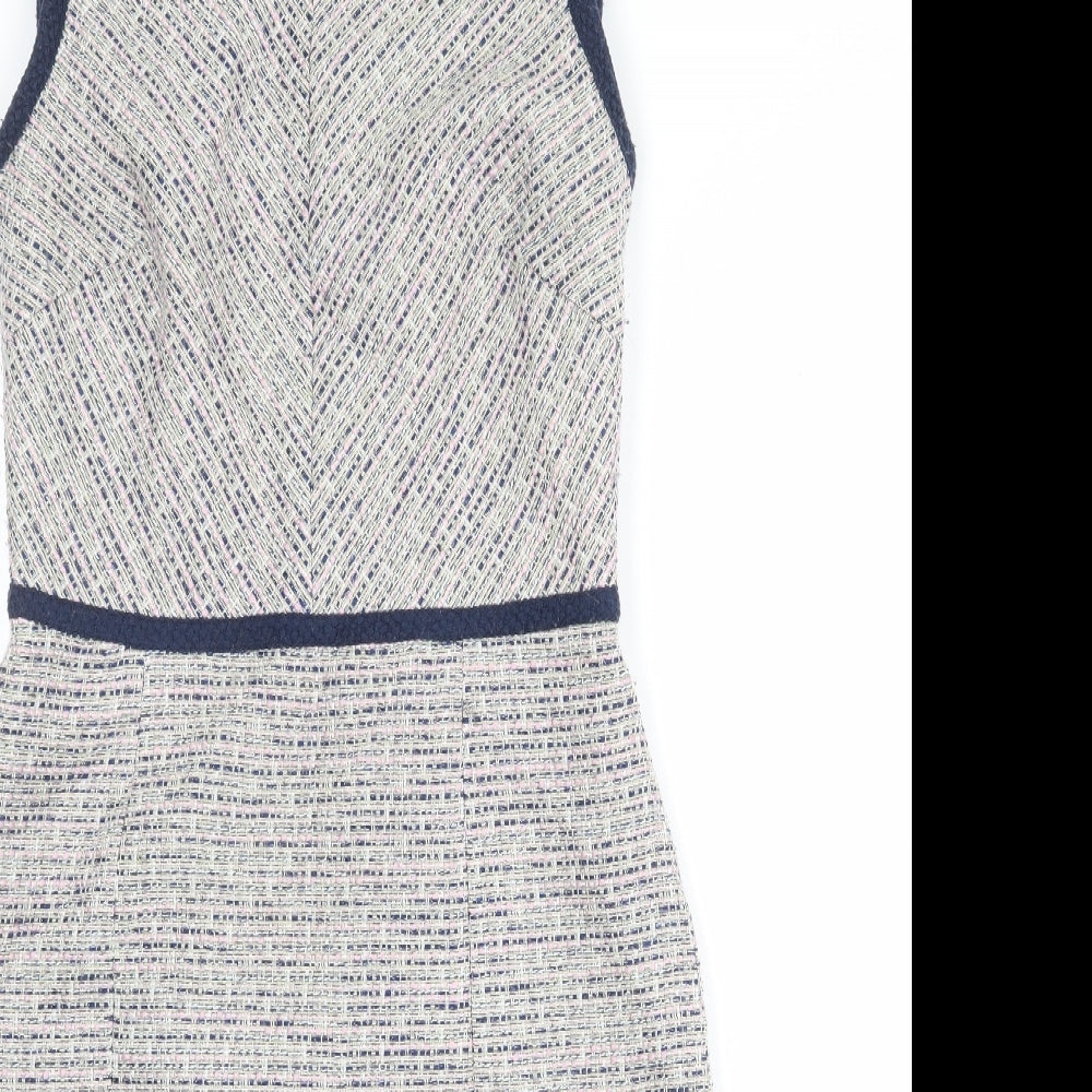 Jaeger Womens Multicoloured Polyester Shift Size 10 Round Neck Zip