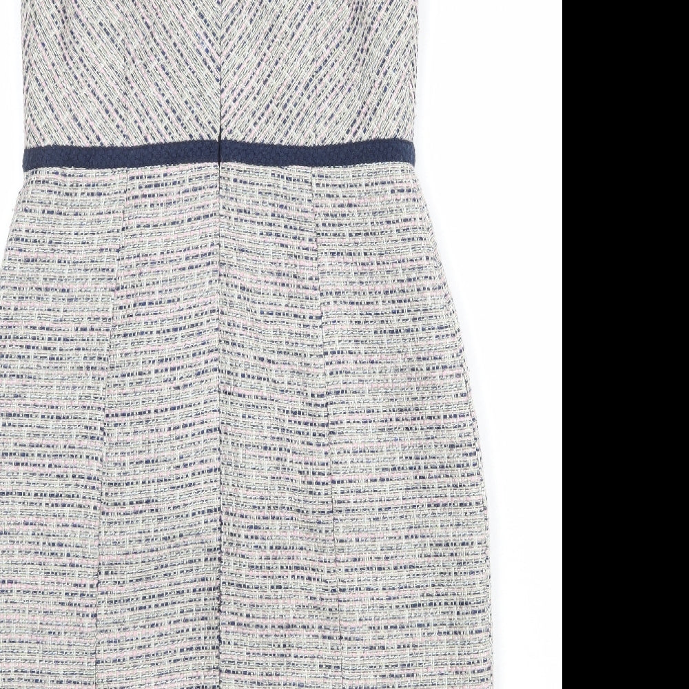 Jaeger Womens Multicoloured Polyester Shift Size 10 Round Neck Zip