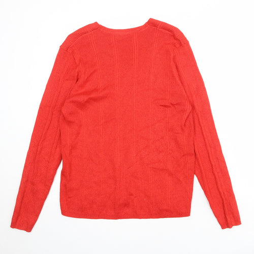 Marks and Spencer Womens Red V-Neck Viscose Pullover Jumper Size 18