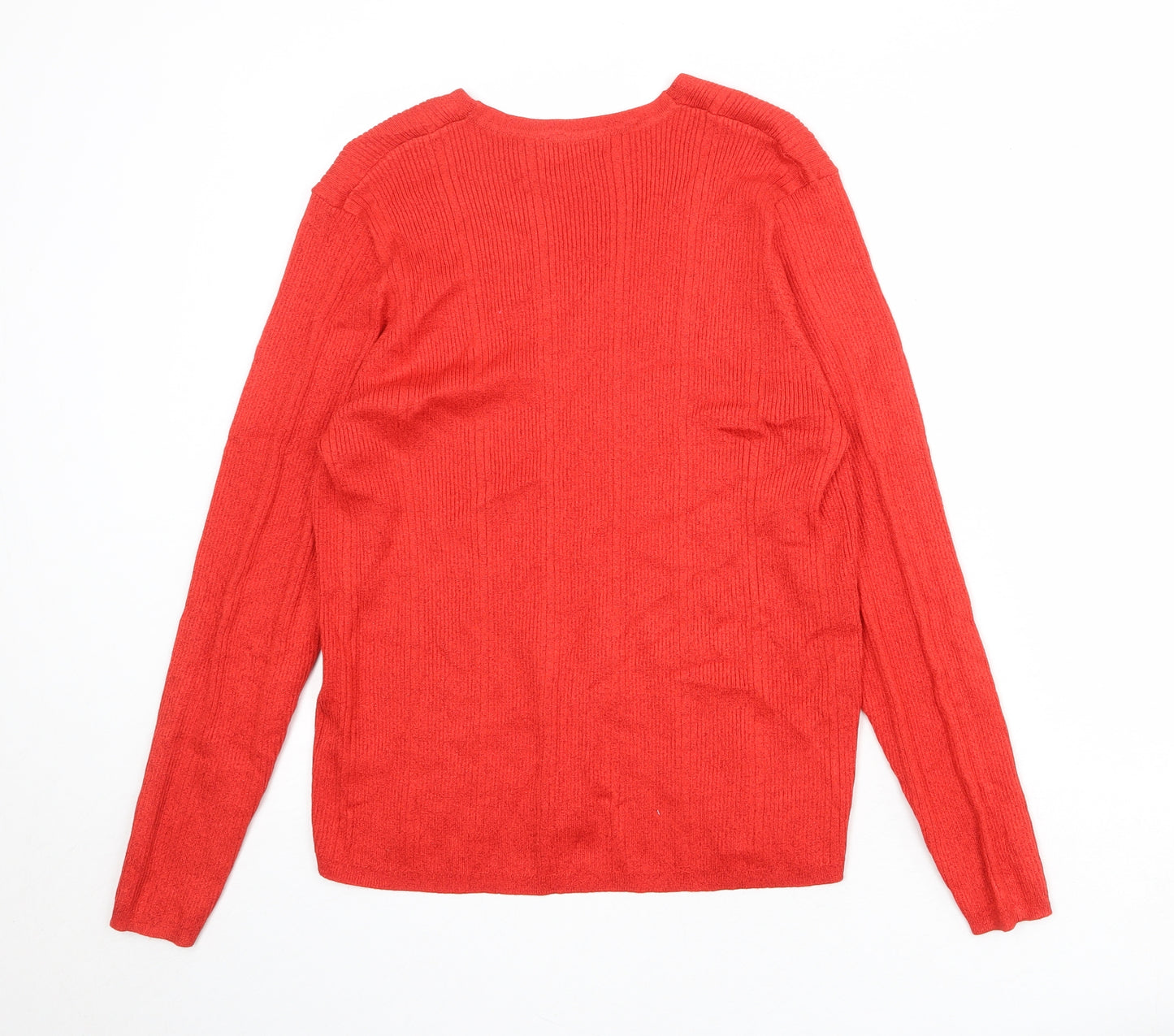 Marks and Spencer Womens Red V-Neck Viscose Pullover Jumper Size 18