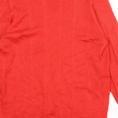 Marks and Spencer Womens Red V-Neck Viscose Pullover Jumper Size 18