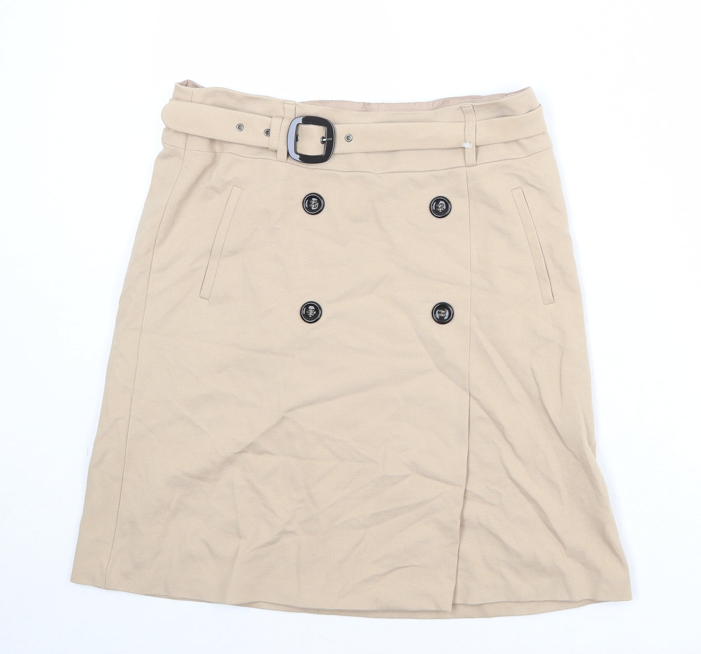 Gerry Weber Womens Beige Polyester A-Line Skirt Size 30 in Zip - Belt included