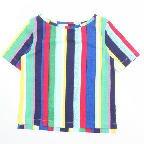 Marks and Spencer Womens Multicoloured Striped Polyester Basic Blouse Size 10 Round Neck