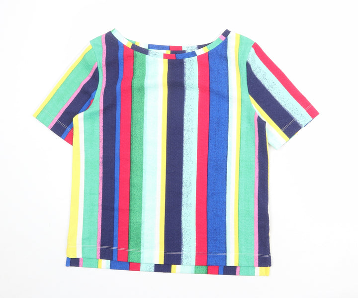 Marks and Spencer Womens Multicoloured Striped Polyester Basic Blouse Size 10 Round Neck