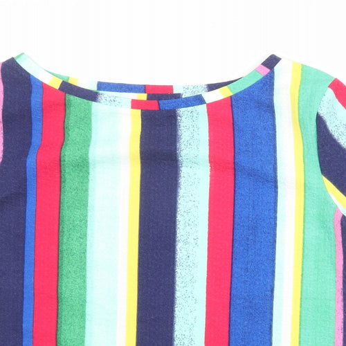 Marks and Spencer Womens Multicoloured Striped Polyester Basic Blouse Size 10 Round Neck