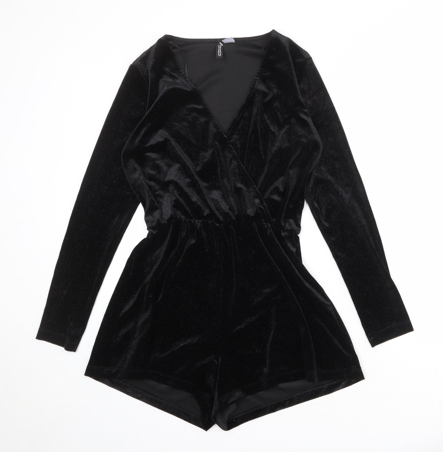 Divided by H&M Womens Black Polyester Playsuit One-Piece Size 10 Snap