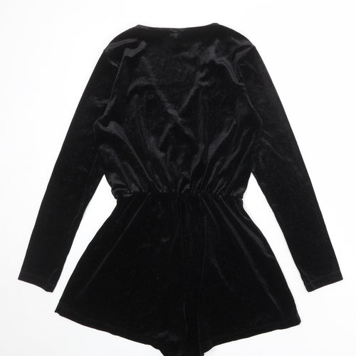 Divided by H&M Womens Black Polyester Playsuit One-Piece Size 10 Snap