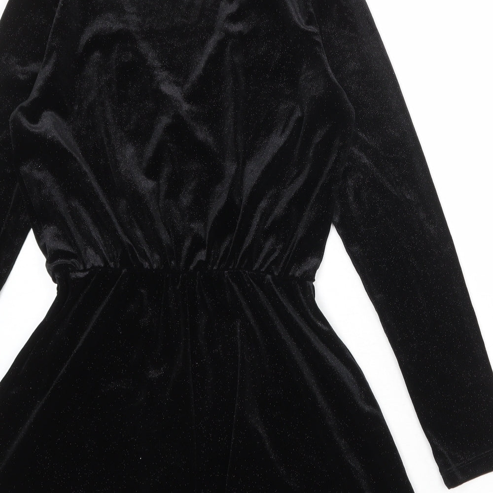 Divided by H&M Womens Black Polyester Playsuit One-Piece Size 10 Snap