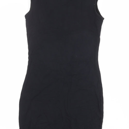 New Look Womens Black Cotton Bodycon Size 10 Round Neck Pullover