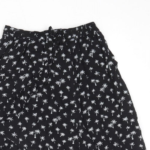 H&M Girls Black Geometric Viscose Wrap Skirt Size 11-12 Years Regular Pull On - Palm Trees
