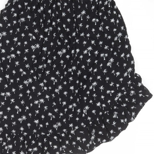 H&M Girls Black Geometric Viscose Wrap Skirt Size 11-12 Years Regular Pull On - Palm Trees