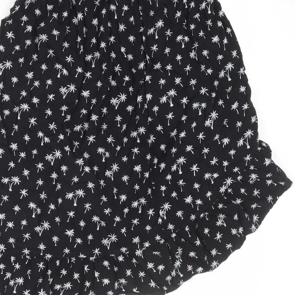 H&M Girls Black Geometric Viscose Wrap Skirt Size 11-12 Years Regular Pull On - Palm Trees