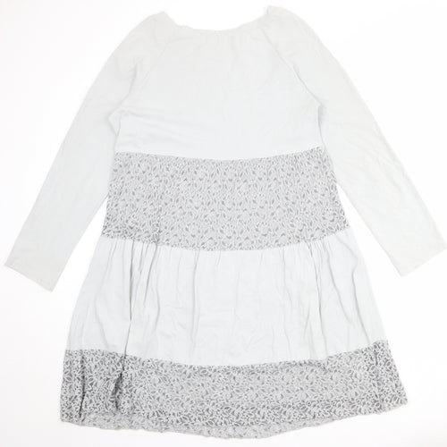 Collezione Garia Womens Grey Check Cotton Jumper Dress Size S Round Neck Pullover