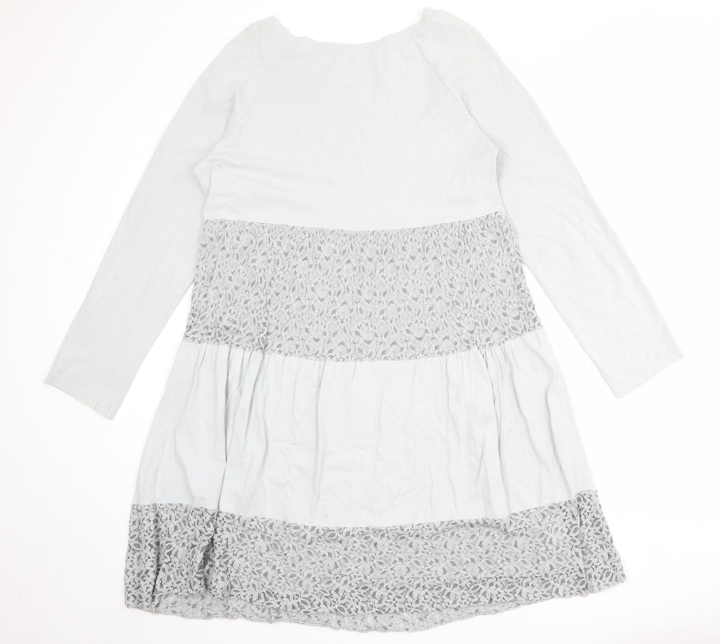 Collezione Garia Womens Grey Check Cotton Jumper Dress Size S Round Neck Pullover