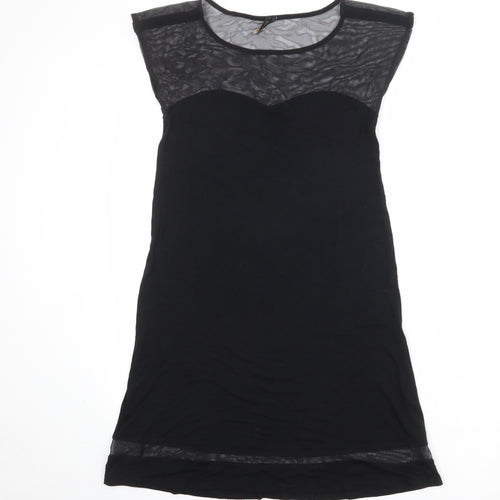 Topshop Womens Black Polyester A-Line Size 10 Round Neck Pullover