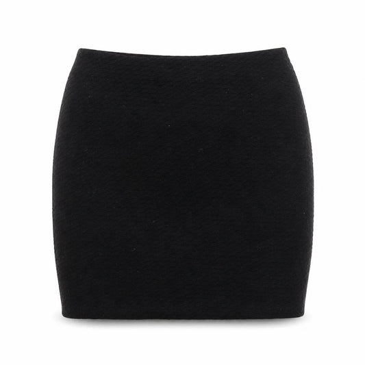 Front view of Marks & Spencer women’s black polyester bandage skirt, size UK 10