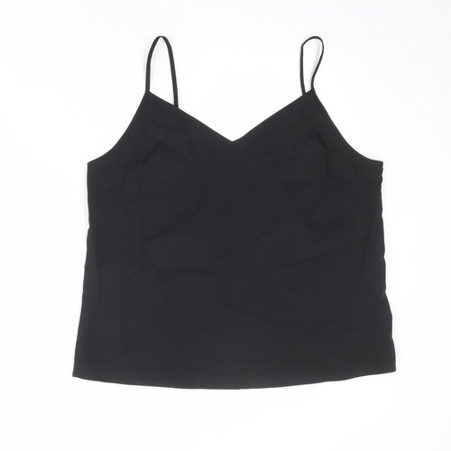 Marks and Spencer Womens Black Polyester Basic Tank Size 10 V-Neck