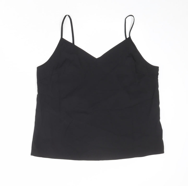 Marks and Spencer Womens Black Polyester Basic Tank Size 10 V-Neck
